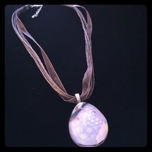 Artisan Glass Pendant on Ribbon and Cord